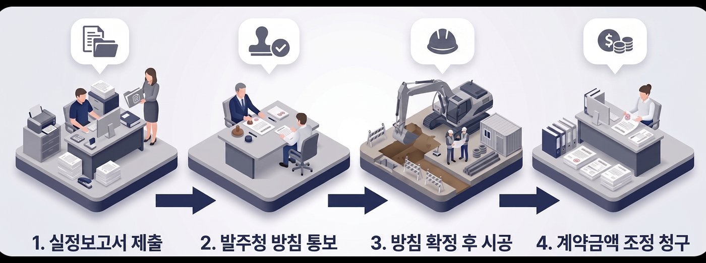 관급공사 설계변경 4단계 절차 다이어그램