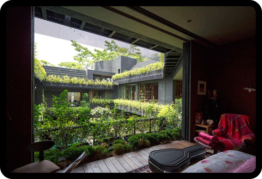 Cornwall Gardens House 실내에서 바라본 테라스 정원 (출처: Dezeen)